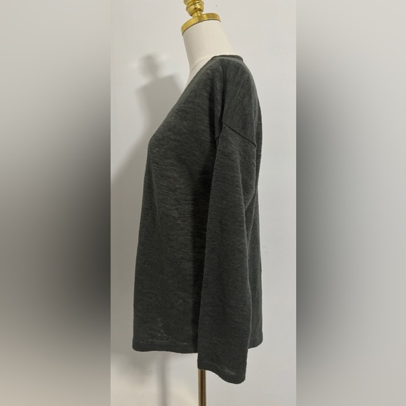 Women's Green Size Medium V Neck Zip Front Long Sleeve Tunic Top SKU 7 - Picture 5 of 9